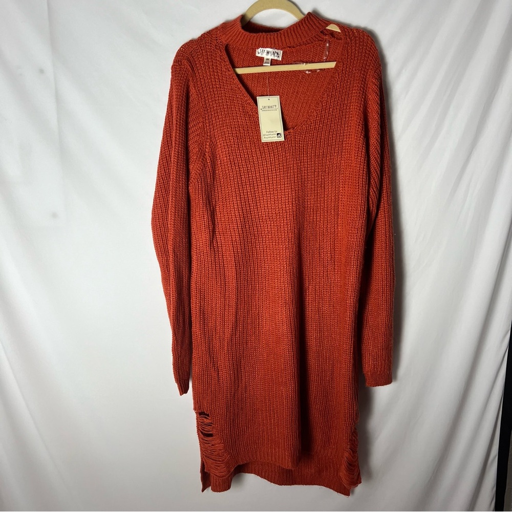 2X Long sleeve knit dress